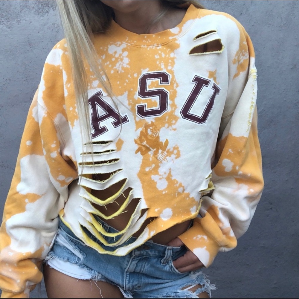 ASU Acid Wash Crop Crewneck Sweater